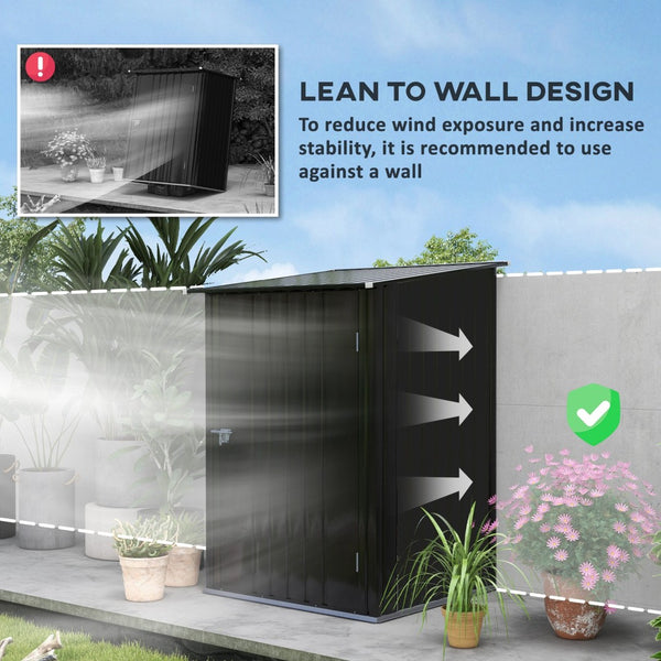 English Elm Outsunny Galvanized Steel Lean to Outdoor Storage Shed with Lockable Ventilated Design W2225P217229