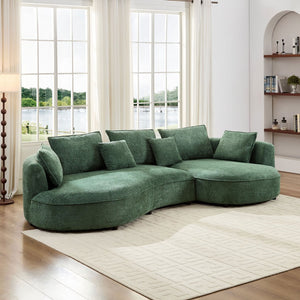 English Elm Oversized Boucle Sectional Sofa with Right Chaise Cloud Curved 5 Seat Living Room W876S00319