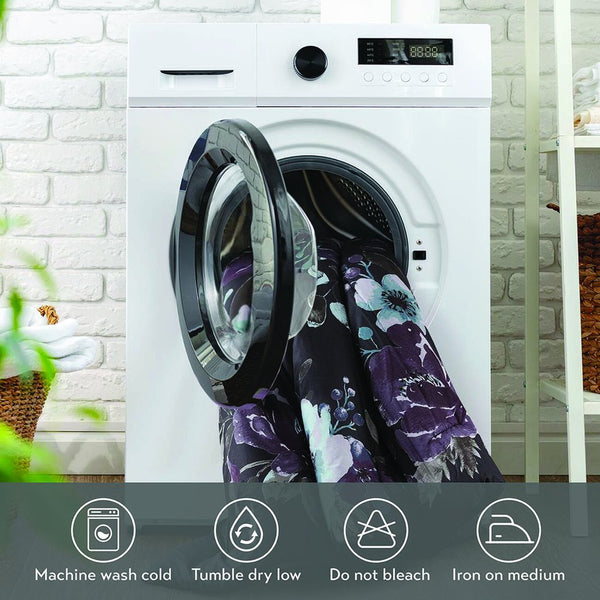 JLA Home Madison Park - 3 Cotton Printed Comforter Set with Dark Grey & Plum Floral Design, Breathable 100% Cotton Face, Machine Washable Elegance 92 L x 104 W x 1.5H MP10-8491