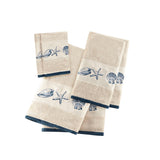 Madison Park Bayside Coastal Embroidered Cotton Jacquard 6 Piece Towel Set MP73-4967 Blue