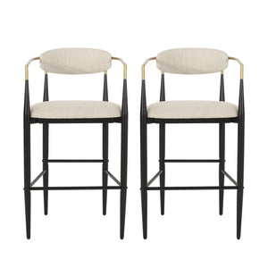 English Elm Christopher Knight Home® - Barstools Set Of 2 – Modern Upholstered Stools With Back Support & Durable Iron Legs For Kitchen Use N779P248198B