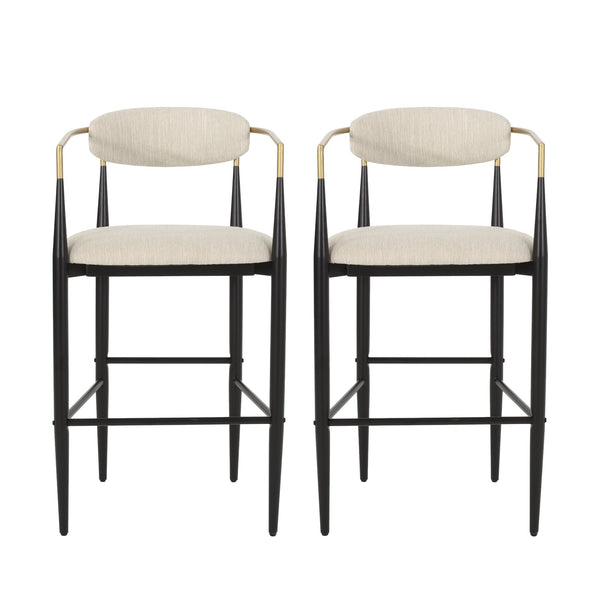English Elm Christopher Knight Home® - Barstools Set Of 2 – Modern Upholstered Stools With Back Support & Durable Iron Legs For Kitchen Use N779P248198B