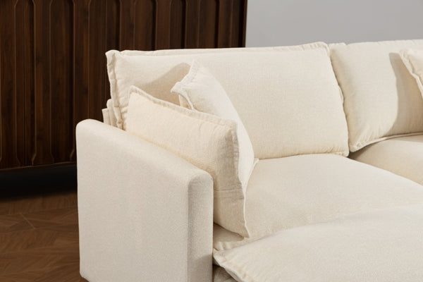 English Elm Modern Chenille Sectional Sofa Modular Sleeper with Ottoman Chaise and Waist Pillows W2530S00020
