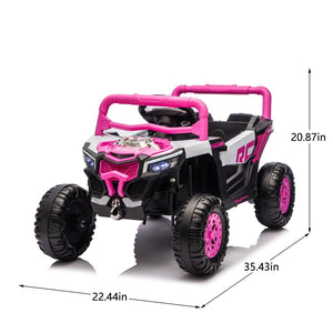 English Elm 12v Kids Electric Utv Ride on Toy with Parental Remote Swing Function and Shock Absorbers Pink W1578P368159