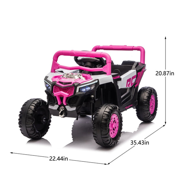 English Elm 12v Kids Electric Utv Ride on Toy with Parental Remote Swing Function and Shock Absorbers Pink W1578P368159
