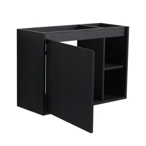 English Elm 28'' Wall-Mounted Bathroom Vanity with Glossy White Ceramic Sink, Soft-Close Doors, Water-Resistant Plywood Finish (Easy Assembly, KD Packing) W999P310767