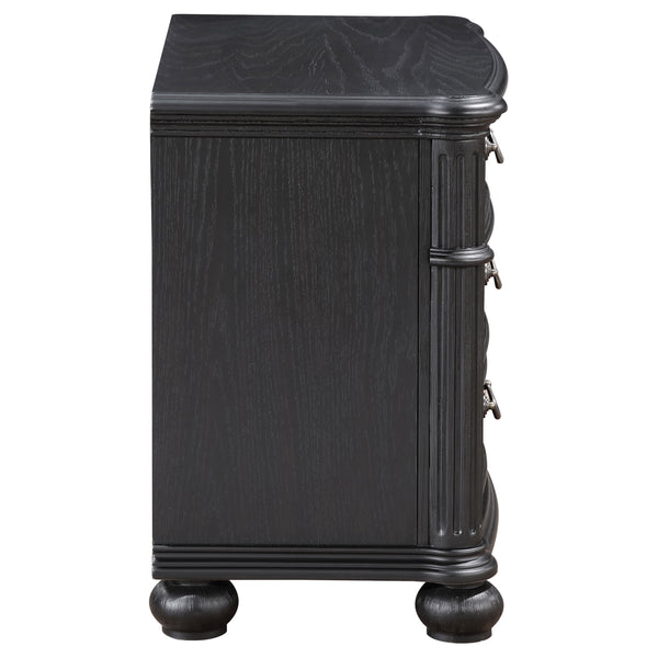 English Elm Taylor Black 3-Drawer Nightstand with Felt-Lined Organizer, Antique Copper Pulls, Sleek Bedroom Storage B062P299900