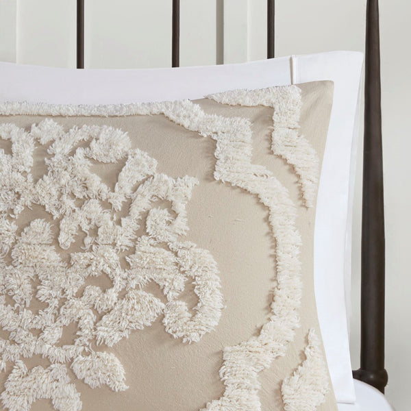 English Elm Full/Queen Viola 3-Piece Tufted Cotton Chenille Damask Duvet Cover Set — Cottage Chic, OEKO-TEX Certified Comfort B03597347