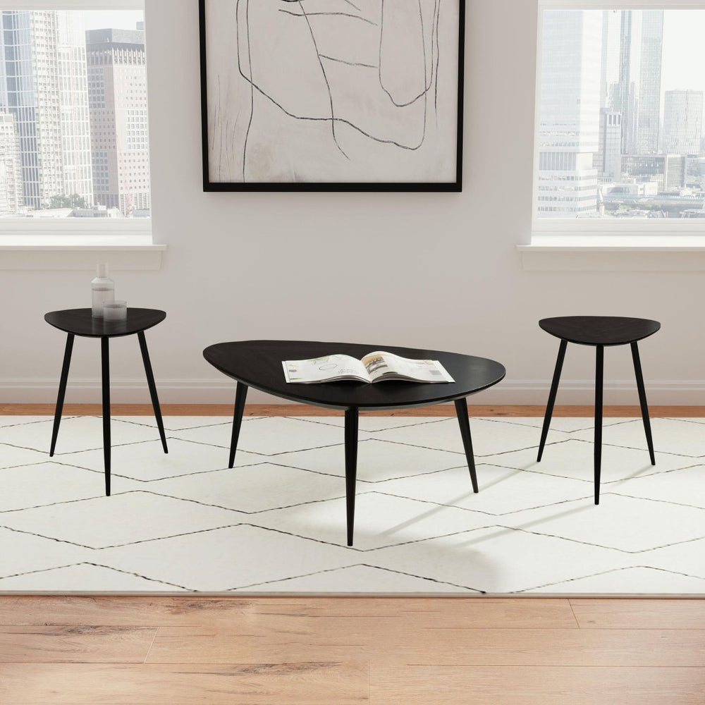 English Elm Xander Mango Wood 3 Piece Triangular Living Room Coffee and End Table Set B062S01619
