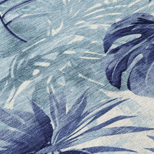 HomeRoots 5' Blue and Ivory Floral Area Rug - Durable, Washable Design for Indoor & Outdoor Spaces, 5' x 8' 624002