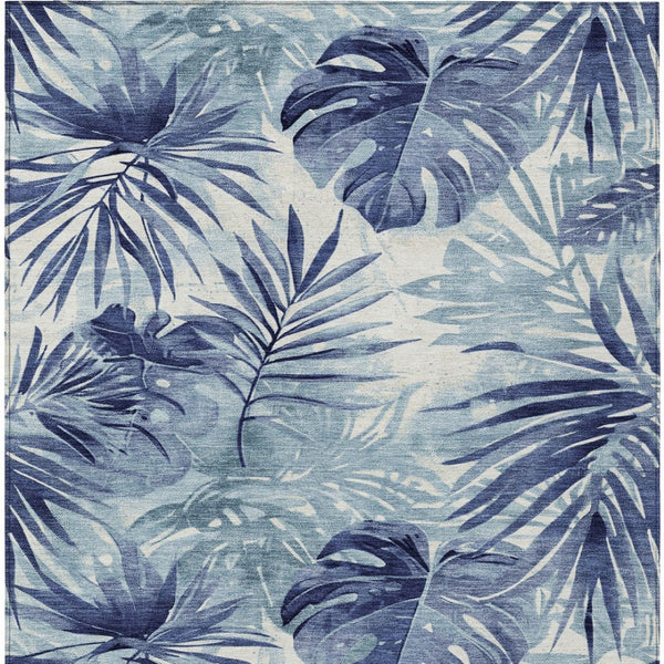 HomeRoots 8' X 10' Blue Floral Area Rug – Washable, Stain-Resistant, Non-Slip, Perfect for Indoor & Outdoor Use! 624004