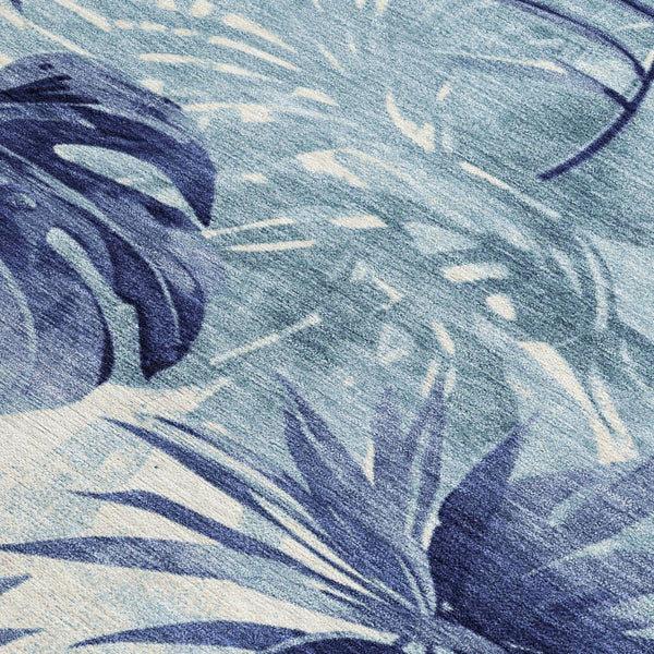 HomeRoots 8' X 10' Blue Floral Area Rug – Washable, Stain-Resistant, Non-Slip, Perfect for Indoor & Outdoor Use! 624004