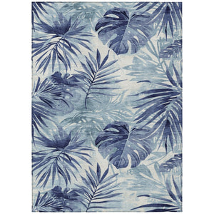 HomeRoots 8' X 10' Blue Floral Area Rug – Washable, Stain-Resistant, Non-Slip, Perfect for Indoor & Outdoor Use! 624004
