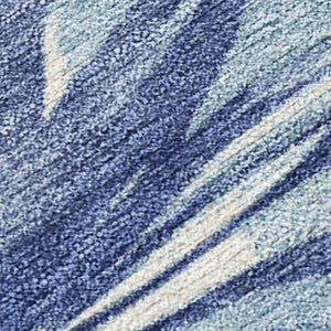 HomeRoots 9' x 12' Durable Blue and Ivory Floral Area Rug – Washable, Perfect for Indoor and Outdoor Spaces! 624005