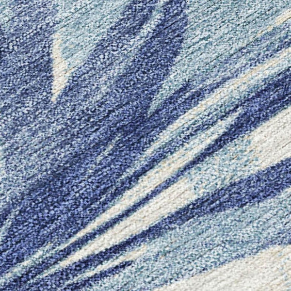 HomeRoots 9' x 12' Durable Blue and Ivory Floral Area Rug – Washable, Perfect for Indoor and Outdoor Spaces! 624005