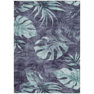 HomeRoots 5' Blue and Mint Green Floral Rug - Stylish, Washable Area Rug for Indoor and Outdoor Use, 5' x 8' 624020