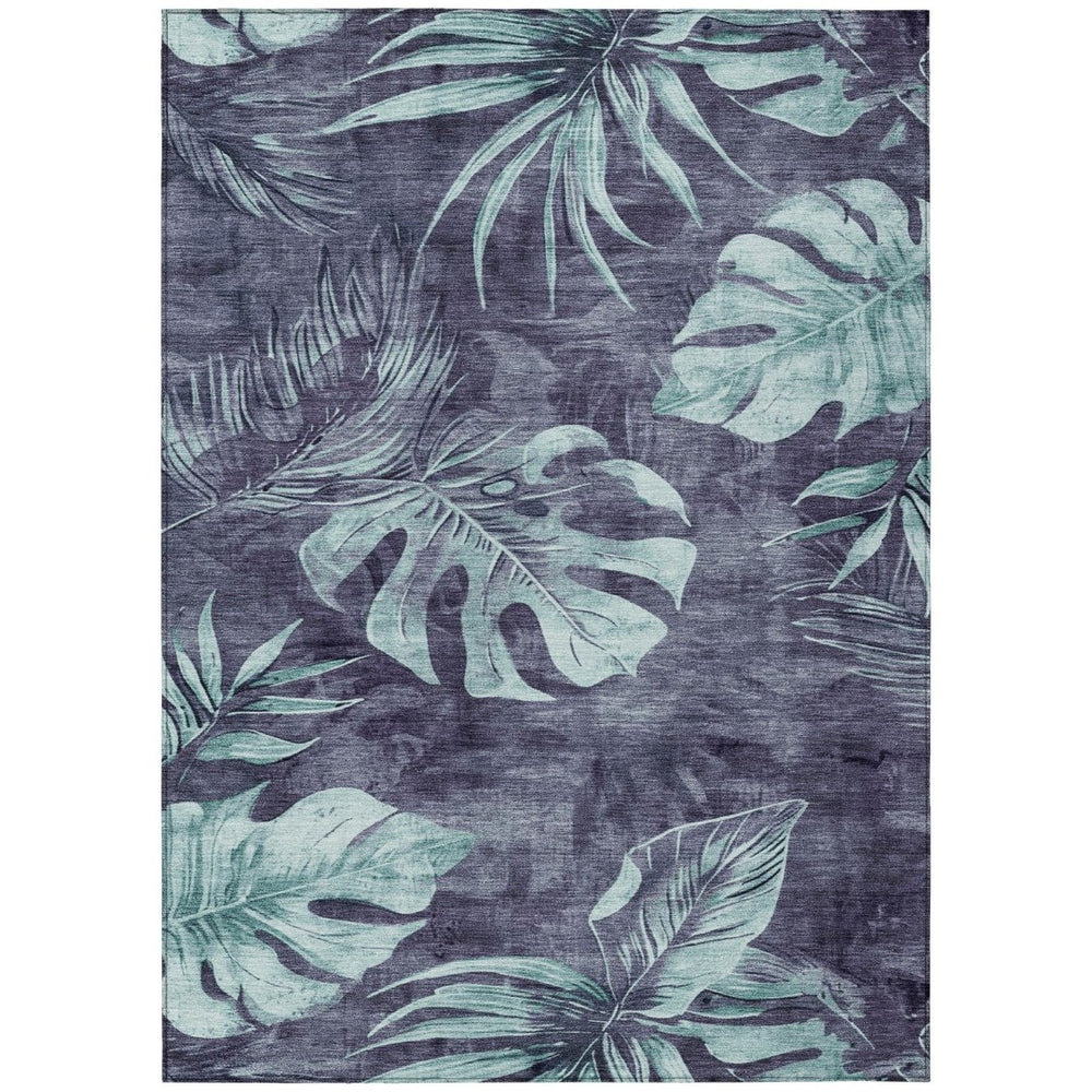 HomeRoots 5' Blue and Mint Green Floral Rug - Stylish, Washable Area Rug for Indoor and Outdoor Use, 5' x 8' 624020