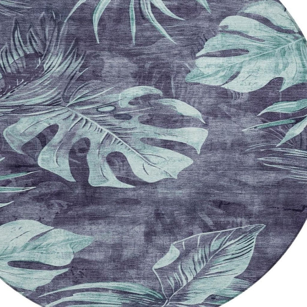 HomeRoots 8' Vibrant Blue and Mint Green Floral Area Rug – Washable, Durable, Perfect for Indoor & Outdoor Use 624021