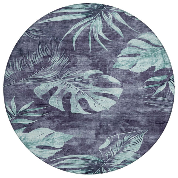 HomeRoots 8' Vibrant Blue and Mint Green Floral Area Rug – Washable, Durable, Perfect for Indoor & Outdoor Use 624021
