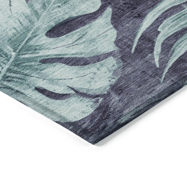 HomeRoots 8' Vibrant Blue and Mint Green Floral Area Rug – Washable, Durable, Perfect for Indoor & Outdoor Use 624021