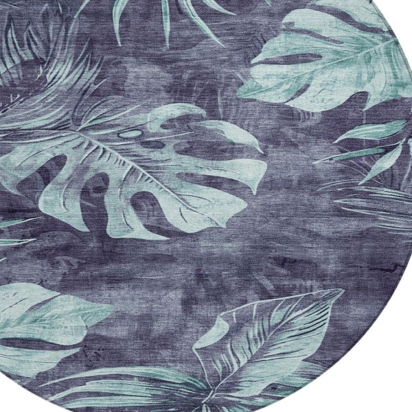 HomeRoots 8' Vibrant Blue and Mint Green Floral Area Rug – Washable, Durable, Perfect for Indoor & Outdoor Use 624021