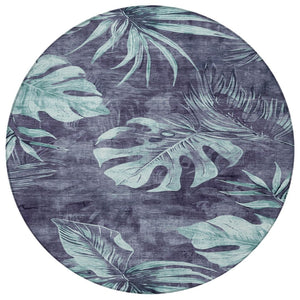 HomeRoots 8' Vibrant Blue and Mint Green Floral Area Rug – Washable, Durable, Perfect for Indoor & Outdoor Use 624021