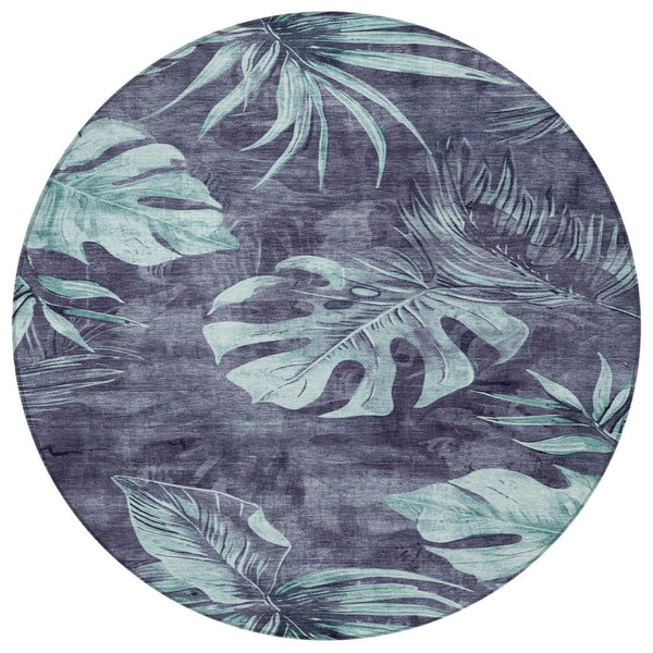 HomeRoots 8' Vibrant Blue and Mint Green Floral Area Rug – Washable, Durable, Perfect for Indoor & Outdoor Use 624021