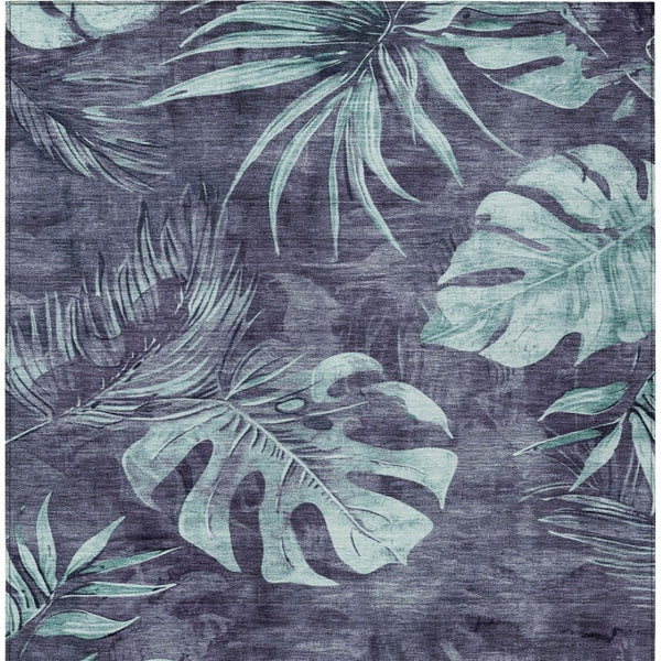 HomeRoots 8' X 10' Blue & Mint Green Floral Area Rug – Washable, Durable, Indoor/Outdoor Charm for Any Space! 624022