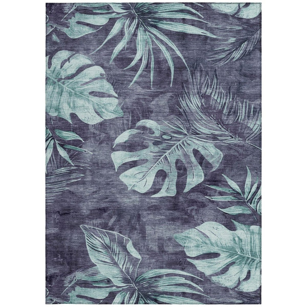 HomeRoots 8' X 10' Blue & Mint Green Floral Area Rug – Washable, Durable, Indoor/Outdoor Charm for Any Space! 624022