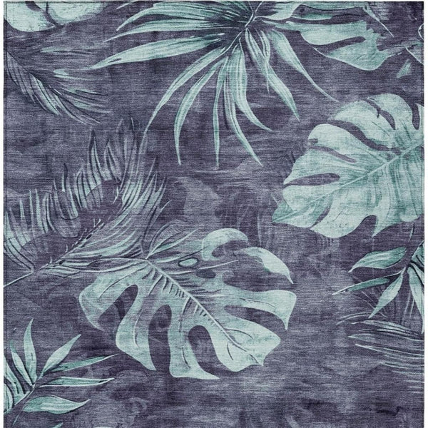 HomeRoots 9' X 12' Blue & Mint Green Floral Area Rug - Washable, Durable, Perfect for Indoor & Outdoor Spaces! 624023