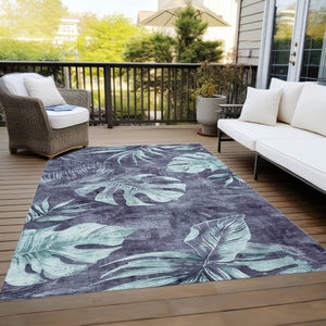 HomeRoots 10' Floral Washable Area Rug in Blue & Mint Green - Durable, Stain-Resistant for Indoor & Outdoor Use 624024