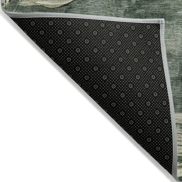 HomeRoots 8' Stylish Fern Green & Sage Round Floral Washable Rug for Indoor/Outdoor Spaces - Durable & Chic! 624027