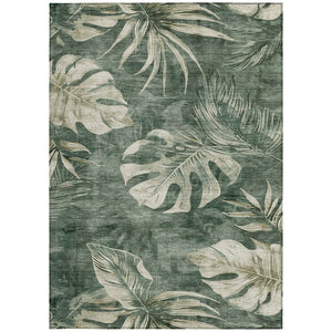HomeRoots 8' X 10' Fern Green & Sage Floral Area Rug – Durable, Washable, Indoor/Outdoor, Stain-Resistant Charm 624028