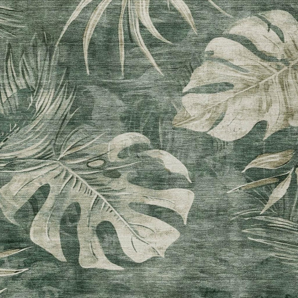 HomeRoots 8' X 10' Fern Green & Sage Floral Area Rug – Durable, Washable, Indoor/Outdoor, Stain-Resistant Charm 624028