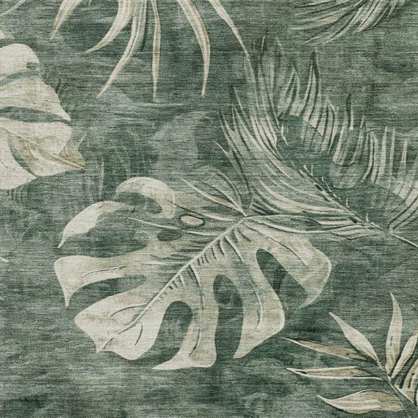 HomeRoots 9' X 12' Floral Area Rug in Fern Green & Sage - Washable, Durable for Indoor & Outdoor Use 624029