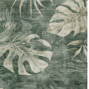 HomeRoots 10' X 14' Fern Green Floral Area Rug - Washable, Durable, Indoor/Outdoor Design for Homes & Patios 624030