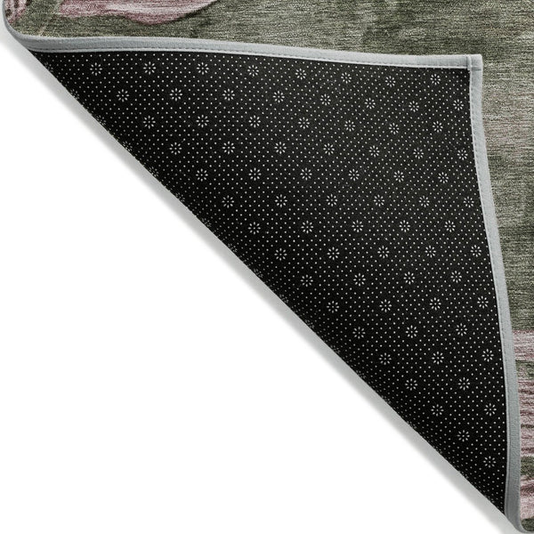 HomeRoots 5' X 8' Olive Green Floral Area Rug - Washable, Durable, Stylish Decor for Indoor & Outdoor Spaces 624032