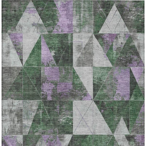 HomeRoots 10' Emerald & Purple Geometric Washable Area Rug – Durable, Stylish for Indoor & Outdoor Spaces! 624048