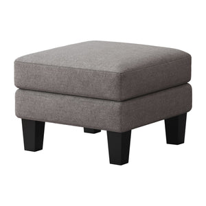 English Elm Fabric Ottoman with Thick Coil-Spring Cushion, 100% Polyester Upholstery, Solid Wood Legs, 23×23×17" LIGHT GREY W109741864