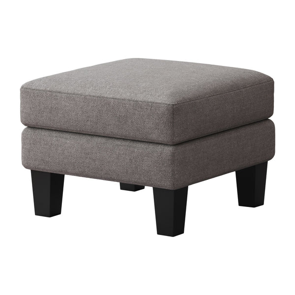 English Elm Fabric Ottoman with Thick Coil-Spring Cushion, 100% Polyester Upholstery, Solid Wood Legs, 23×23×17" LIGHT GREY W109741864