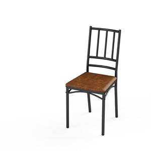 English Elm Dining Set for Four with Steel Frame Chairs and Particleboard Top Industrial Kitchen Walnut W1162P430310