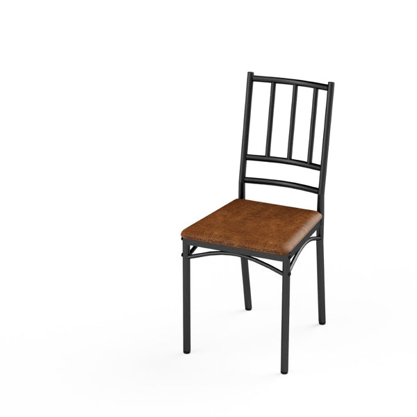 English Elm Dining Set for Four with Steel Frame Chairs and Particleboard Top Industrial Kitchen Walnut W1162P430310