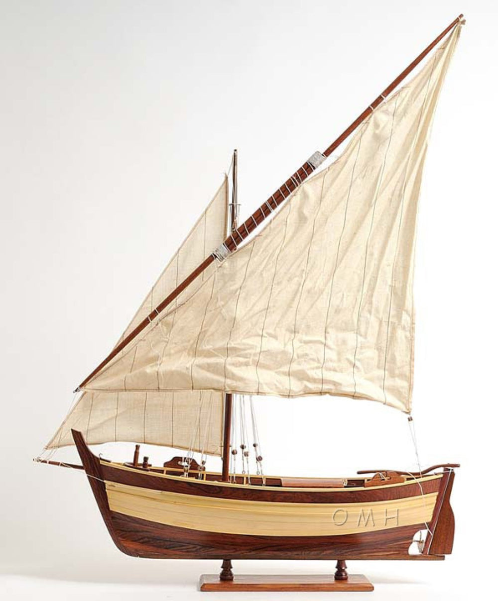 HomeRoots 34" Vintage Hand-Painted Wood Model Boat - Unique Nautical Décor for Home & Thoughtful Gifts 624201