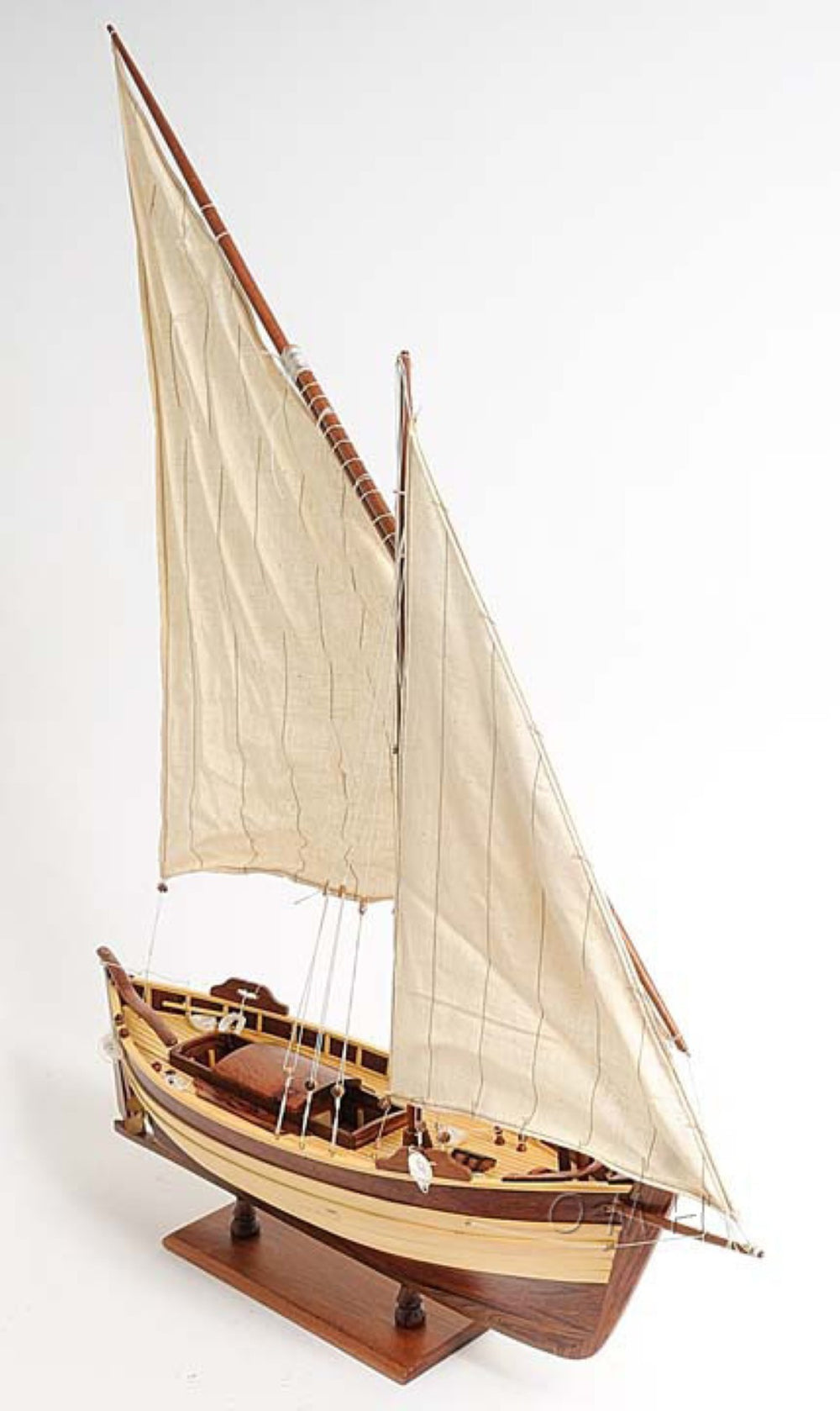 HomeRoots 34" Vintage Hand-Painted Wood Model Boat - Unique Nautical Décor for Home & Thoughtful Gifts 624201