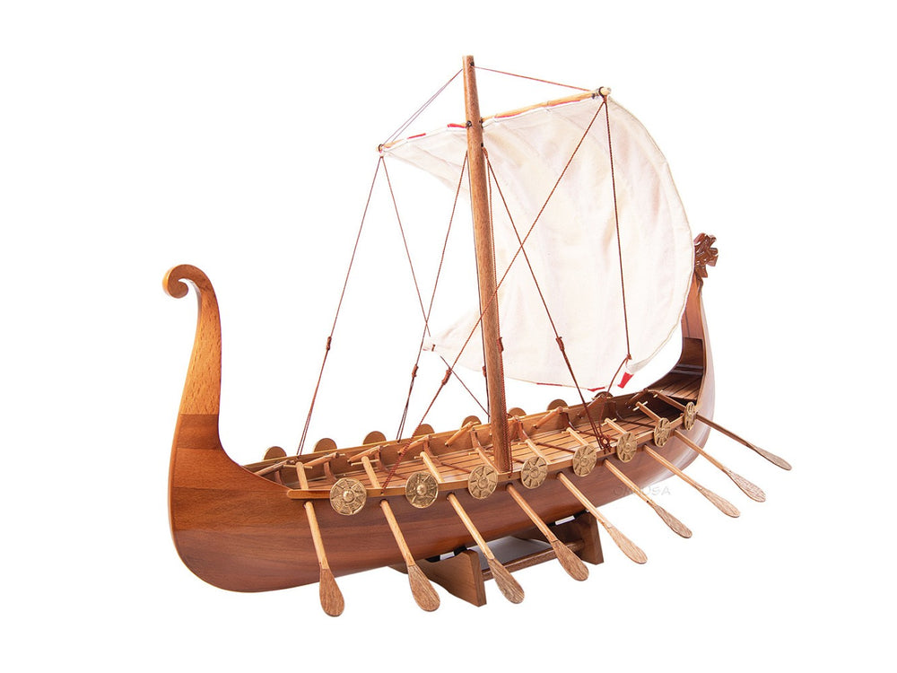 HomeRoots 20" Vintage Coastal Charm Hand-Painted Model Boat - Unfinished Wood Decor for Home & Gifts 624205