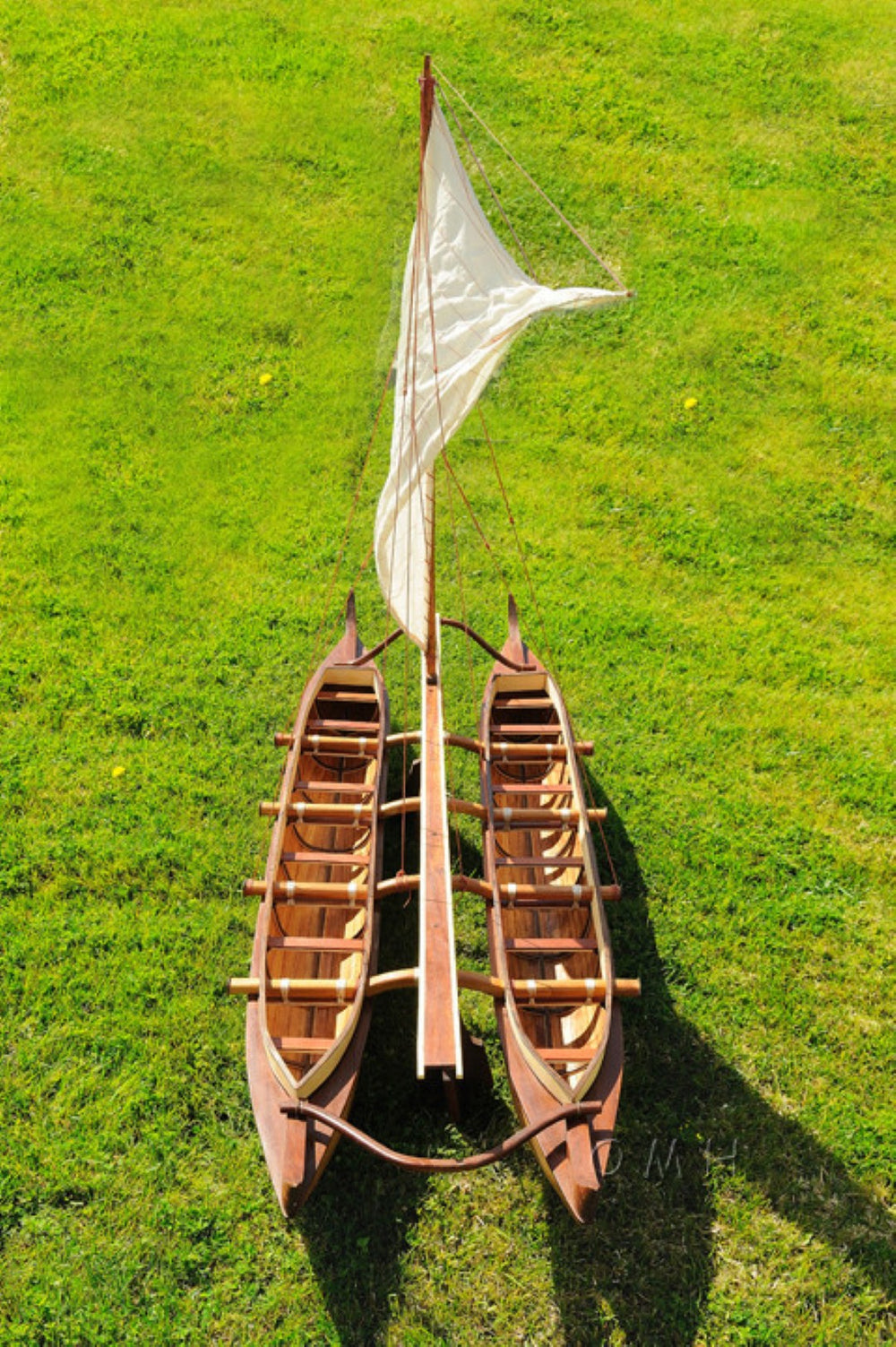 HomeRoots 52" Hand Painted Unfinished Wood Model Boat - Vintage Nautical Decor for Home or Office Accent Piece 624209
