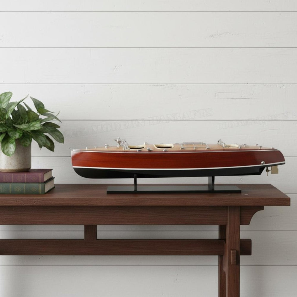 HomeRoots 17" Hand-Painted Vintage Model Boat – Unique Nautical Décor for Home, Gifts & Stylish Accents 624210