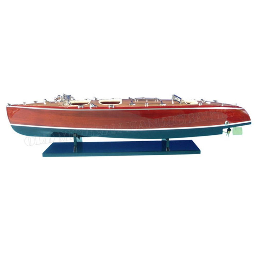 HomeRoots 17" Hand-Painted Vintage Model Boat – Unique Nautical Décor for Home, Gifts & Stylish Accents 624210