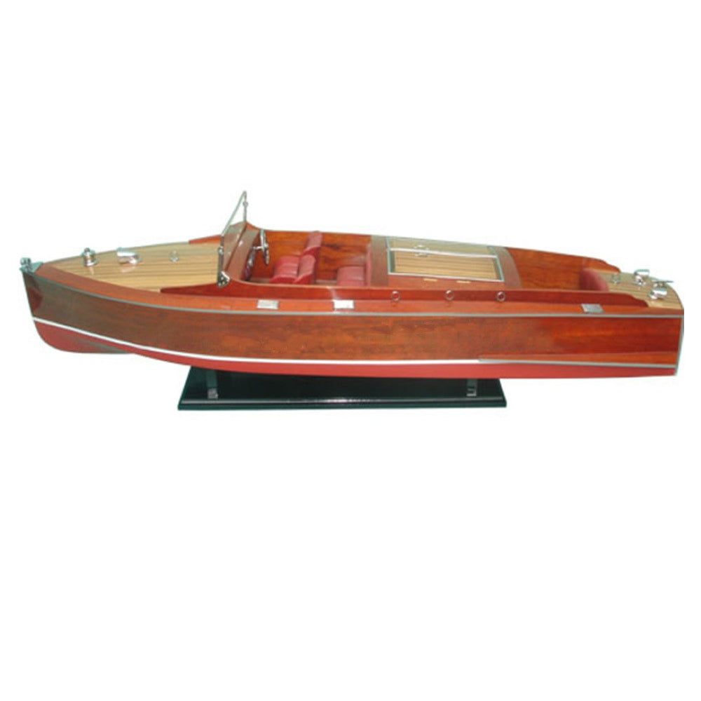 HomeRoots 9" Hand-Painted Wooden Model Boat - Vintage Nautical Décor for Home, Unique Gift for Sea Lovers 624214