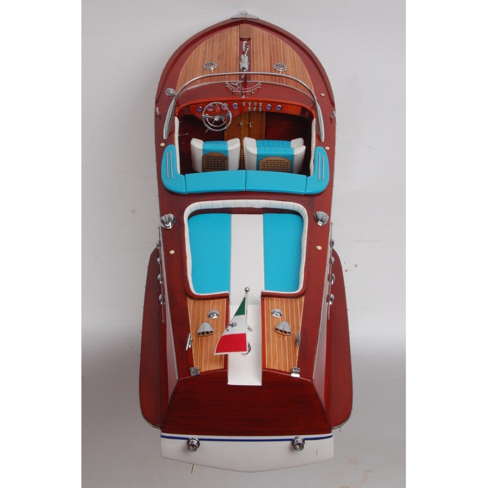 HomeRoots 10" Hand-Painted Wooden Model Boat – Vintage Nautical Charm for Home Decor, Perfect Gift Idea! 624215